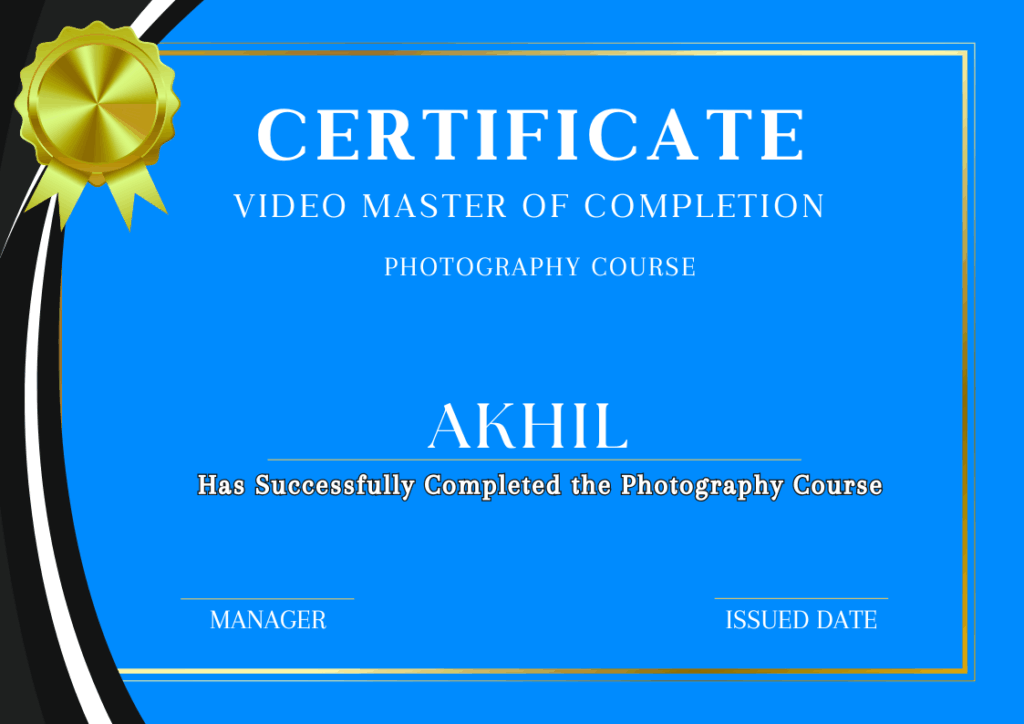 CERTIFICATE PHOTOGRAPHY COURSE